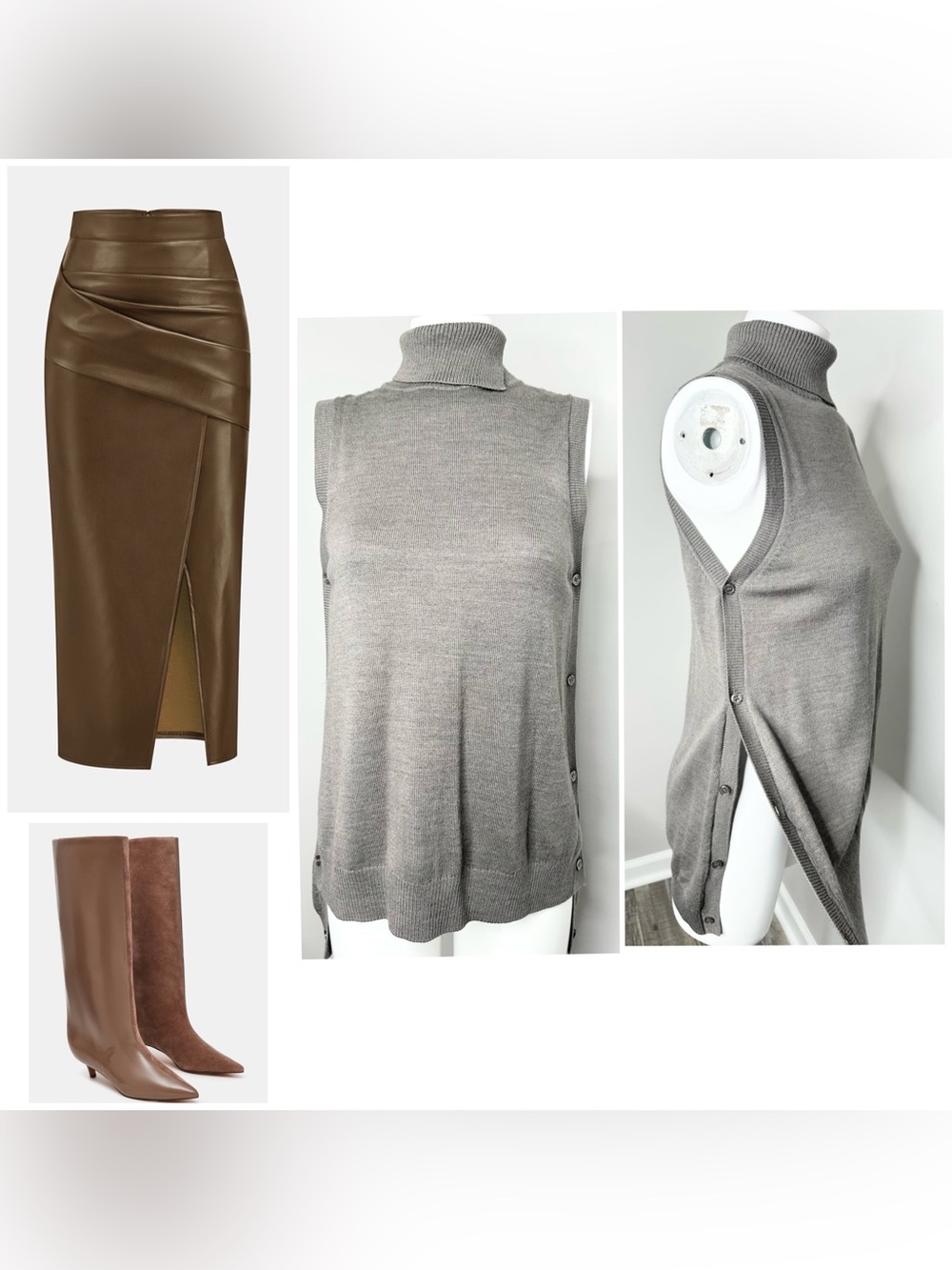 The Limited Sleeveless Turtleneck Side-Button Sweater Vest-small